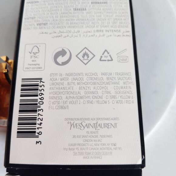 Ysl Libre Eau De Parfum Intense Perfume 3 Oz 90 mL With Box Designer Fragrance - Picture 4 of 7